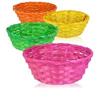 COM-FOUR® 4x raffia basket in bright colors for decoration - Easter decoration - basket for Easter eggs, rolls, snacks and keys - Easter nest (010 pieces - colorful)