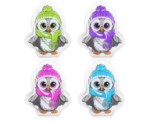 COM-FOUR® 4x reusable pocket warmers - hand warmers with owl motif - heat pad for cold days and for on the go - heat kink cushion (04 pieces - colorful owls)