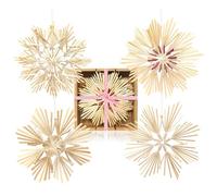COM-FOUR® 4x straw stars in a mix set - straw pendant for the Christmas tree - natural Christmas tree hanging - Christmas decoration - 18 cm
