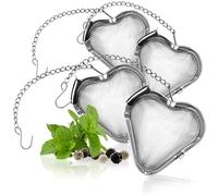 COM-FOUR® 4X Tea Strainer Made of Rust-Proof Stainless Steel 304, Dishwasher-Safe - Tea Egg Ø 5.5 cm for Loose Tea, Spices and Herbs - fine-mesh Tea Filter with Chain - Spice Strainer - herb Strainer