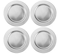 com-four® 4X underplates Silver-Colored - Reusable Saucers as Table Decoration - Decorative Plates for Weddings, Family Celebrations or Christmas - Ø 33 cm