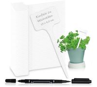 com-four® 50x plant labels with dual-tip marker - plug-in labels 15 cm for rooms, balconies, gardens - plant plugs for labeling - cultivation plugs for beds, plant pots