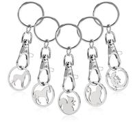 com-four® 5x key ring made of metal with snap hook and shopping cart chip, removable shopping chip as a lucky charm for the key ring (05 pieces - animals)