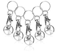 com-four® 5x key rings made of metal with carabiner and shopping trolley chip, detachable shopping chip as a lucky charm for the bunch of keys (05 pieces - angel)