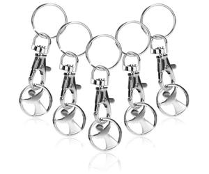 com-four® 5x key rings made of metal with carabiner and shopping trolley chip, detachable shopping chip as a lucky charm for the bunch of keys (05 pieces - angel)