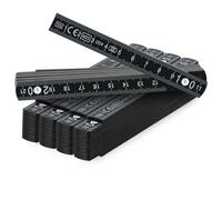 COM-FOUR® 5x mini folding rule made of plastic, 1 meter folding rule with 10 sections, metric and in black (5 pieces - 1m black)