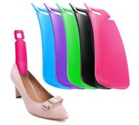 com-four® 5x mini shoehorn plastic - light, small shoehorn with a short handle - sturdy shoe-dressing aid in 5 colors - 14 cm long (5 Farben - 14 cm)