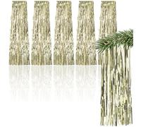 COM-FOUR® 5x tinsel - gold-colored tinsel garland for Christmas - Christmas tree decorations for the Christmas tree - tinsel curtain with smooth threads (gold colored - 05 pieces)