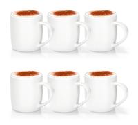 com-Four® 6 Coffee Mugs 330 ml Porcelain - Modern Design - Basic White Mugs for hot and Cold Drinks (6 Set Cream White 330ml)
