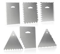 COM-FOUR® 6-piece Spatula Set - Aluminum Cake Spatula - Modeling Tool for Baking and Cooking - Spreader with 23 Patterns (6 Pieces - Spatula)