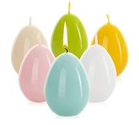 com-four® 6 x Easter Egg Shaped Candles, Sorted by Colour - Candles for Easter Decoration (06 Pieces, Colourful)