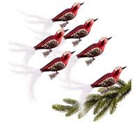 com-four® 6x bird on clip - shiny birds with long, white tail feathers - decorative jewelry for the home - room decoration with small sequins