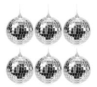 com-four® 6x Disco Ball - Mirror Ball for Hanging - Disco Ball for Party - Party Ball for New Year's Eve, Birthday, Theme Party, Christmas or Halloween - Ø 8 cm (Ø 8cm)
