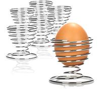 COM-FOUR® 6X Egg Cups Made of Chromed Metal - Elegant Egg Holder with a Metallic Look - Breakfast Egg Cups Set in a Spiral Design (06 Pieces - Spiral)