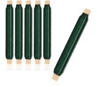 com-four® 6x Flower Wrapping Wire Set - Garden Wire - Green Binding Wire Wound on a Wooden Stick, Thickness 0,65 mm, 600 g (Green - 06 pieces)
