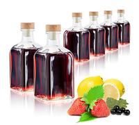 com-four® 6x glass bottles 250 ml with corks - empty bottles with cork stoppers - glass containers for filling with liquids such as oil, vinegar and spirits (square - 250ml)