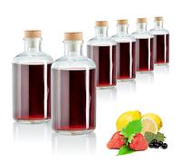 com-four® 6x glass bottles 500 ml with corks - empty bottles with cork stoppers - glass containers for filling with liquids such as oil, vinegar and spirits (round - 500ml)