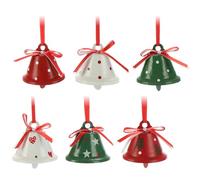 com-four® 6x hanging decorations for Christmas 4.5 cm Ø - metal bells to hang - decorative metal bells as pendants for windows, doors and Christmas trees (red white green)