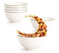 com-four® 6X Porcelain Bowls 200 ml Each, Elegant Dessert Dishes with Gold Rim, White mini Bowls for Snacks dips Starters Desserts, Stackable Serving Bowls