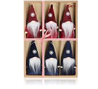 COM-FOUR® 6x premium Santa Claus pendants for the Christmas tree, enchanting Christmas tree figurine pendants as tree hangings, Christmas decorations or gift tags