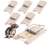 com-four® 6x rat trap made of wood - snap trap for effective pest control - reusable snap trap with high impact force (rat trap 6 pieces)