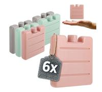 com-four® 6x small flat ice packs - space-saving and ideal for cool boxes and cooler bags - handy, colorful little ice packs - cooling elements in pastel colors (colorful - 6 pieces - XS)