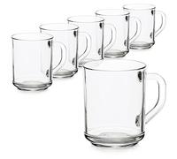 com-four® 6X Tea Glass - Drinking Glasses with Handle for Tea and Coffee - Ideal for hot Drinks, Cocoa, Latte Macchiato and Cappuccino (06 Pieces - 240ml)