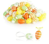 com-four® 72x hand-painted Easter eggs for hanging - pastel-colored Easter decorations with great patterns - decorative Easter eggs with cord for hanging - size: 4 cm