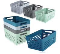 COM-FOUR® 8-piece storage basket set - decorative baskets - stackable plastic boxes for cosmetics, toys, and household products [selection varies] (Mix - 8 pieces)