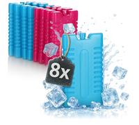 com-four® 8x Cool packs for cool boxes for food - Cooling elements for thermo box - Ice blocks - Cool packs for household and leisure - 220 ml (blue/pink)