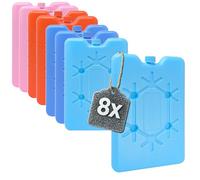 com-four® 8X Extra Flat Cold Pack - Space-Saving and Ideal for Cool Box and Cool Bag - Cooling Element in Bright Colors [Selection Varies] (Colorful - 8 Pieces - S)