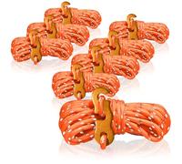 COM-FOUR® 8x guy ropes, each 4m for camping, reflective in orange - tent cord with aluminum buckle - tension cord - camping cord - rope tensioner - tent rope - storm strap