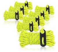 COM-FOUR® 8x guy ropes, each 4m for camping, reflective in yellow - tent cord with guy buckle - tension cord - camping cord - rope tensioner - tent cord - storm strap