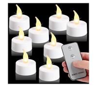 com-four® 8X LED Tea Lights with Remote Control - Warm White Glowing Candles - Electric Tea Candles for Atmospheric Decoration, Table & Window (8 Pieces with Remote Control)