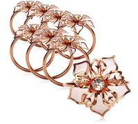 COM-FOUR® 8x napkin ring with flower motif - table decoration for anniversaries, Christmas, birthdays and weddings [selection varies] (08 pieces - copper colored)