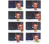 COM-FOUR® 8x placemats for Christmas - placemat with reindeer "Eddy" for kitchen and dining room - placemats with winter motif - Christmas placemat (Reindeer Eddy)
