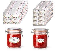 com-four® 96 jam Labels - writable Stickers for Jars - Oval 7 x 4 cm and 5 x 3 cm - self Adhesive with Fruit Designs for Glass Jars (Colorful Glass Labels - 96 Pieces)