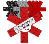 COM-FOUR® 9x Felt pan protectors Ø 38 cm - Heat-resistant, stackable pan protectors - Protection against scratches - Cuttable pan protection mat for pots and bowls (09 pieces - gray/red/black)