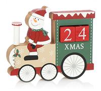 COM-FOUR® Advent calendar made of wood - Cube calendar in train shape - Decorative desk calendar as a countdown to Christmas (Train - Snowman)