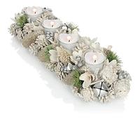 COM-FOUR® Advent wreath elongated, Christmas candle holder for 4 candles | Advent arrangement - candle strip as table decoration