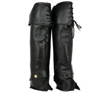 com-four® boots gaiters made of black synthetic leather, boot tops for carnival, carnival, Halloween and themed parties, one size, 60 cm