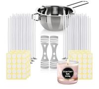 com-four® Candle making kit for 120 candles, accessory set for candle | candle wicks - melting pot - wick holder and wick stickers for candle manufacture