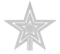 com-four® Christmas tree topper glitter star - star topper for Christmas tree - Christmas tree topper for any tree topper - poinsettia shatterproof