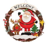 COM-FOUR® Christmas wreath braided - door wreath "WELCOME" for Christmas - Christmas decoration to hang - wooden wreath approx. Ø 30 cm (Santa Claus - L)