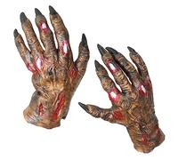 com-four® Creepy zombie hands, latex gloves, realistic horror monster hands as an addition to Halloween costume, themed parties, carnival, carnival (01 piece - gloves)