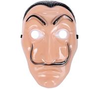 com-four® Dalí Mask Plastic - Costume with Mustache & Eyebrows for Carnival, Halloween, Fancy Dress Party - Disguise Accessory for Adults