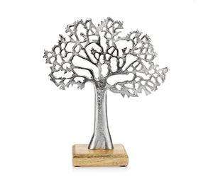 com-four® Deco Display Tree - Metal Tree on Wooden Base - Deco Tree made of Metal for Placement - Tree of Life as a Gift (1 piece - tree)