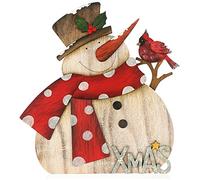 com-four® Decorative display for Christmas - snowman made of wood to put down - Christmas decoration to decorate and give away (Snowman - round)