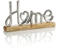 COM-FOUR® decorative display "Home" - lettering made of metal on a mango wood base - decorative lettering to put down (1x Home 30.5x16cm)