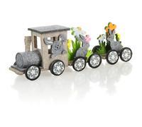 com-four® decorative stand made of felt - decorative Easter train to put down - train with Easter bunny and flowers - Easter decoration (Train - 1 piece)